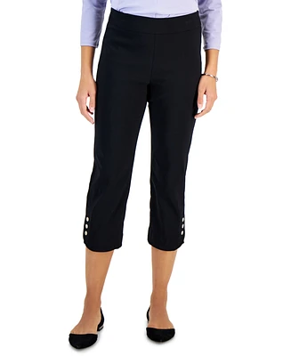 Jm Collection Women's Snap-Hem Pull-On Capri Pants, Created for Macy's