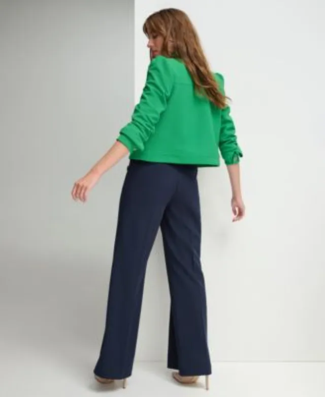 Preppy High-Waisted Wide Leg Trousers