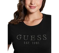 Guess Women's 1981 Crystal Logo Cotton T-Shirt