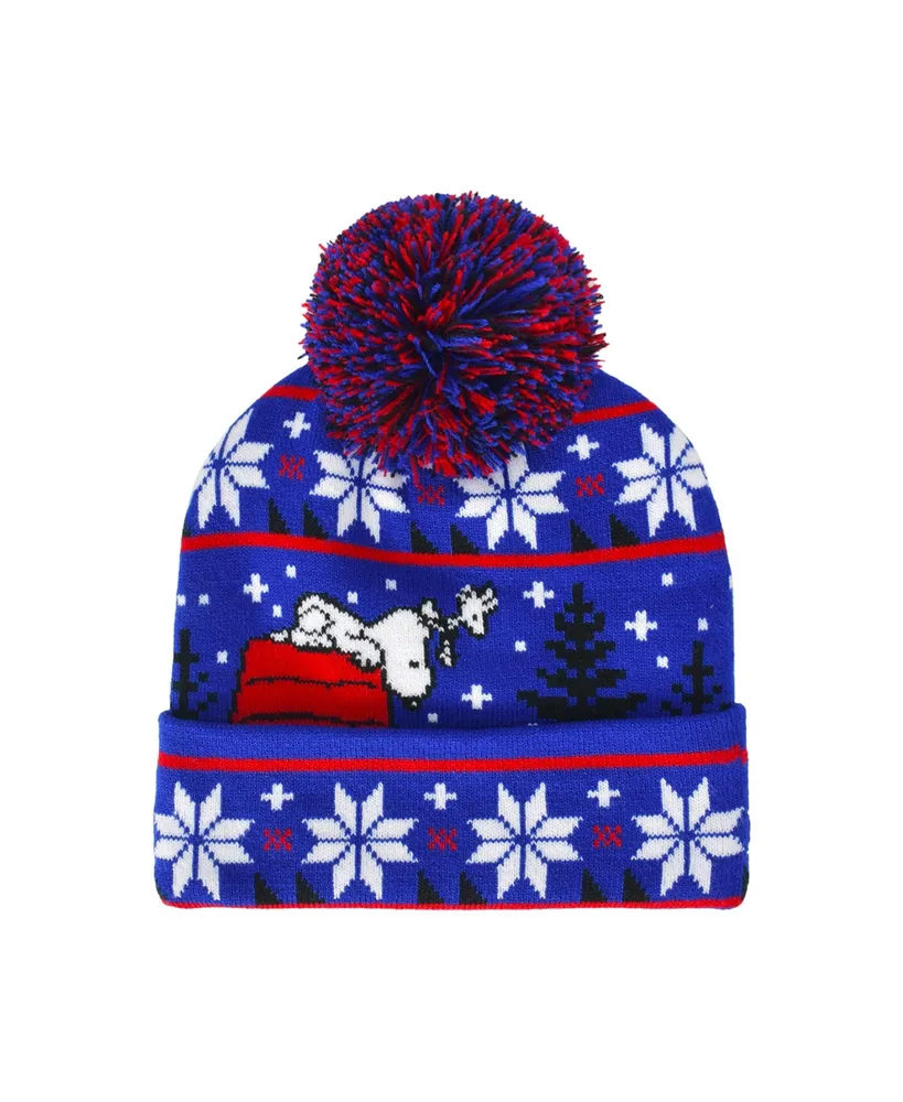 Peanuts Blue Beanie Red House With Snoopy