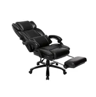 Faux Leather Reclining Office Chair with Footrest 350lbs