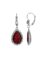 2028 Red Glass Crystal Accent Teardrop Earrings