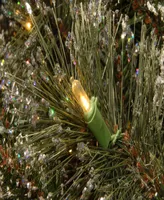 National Tree Company 10" Glittery Bristle Pine Sleigh with White Tipped Cones with 15 Warm White Battery Operated Led Lights w/ Timer