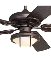 52" Orb Modern Industrial Indoor Outdoor Ceiling Fan with Led Light Oil Rubbed Bronze Brown Frosted Glass Bowl Cage Wet Rated for Patio Exterior House