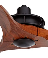 52" Windspun Rustic Farmhouse 3 Blade Indoor Ceiling Fan with Remote Control Matte Black Walnut Solid Wood for Living Kitchen House Bedroom Family Din