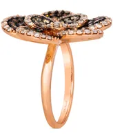 Le Vian Chocolate Diamond & Nude Diamond Flower Statement Ring (2-3/8 ct. t.w.) in 14k Rose Gold