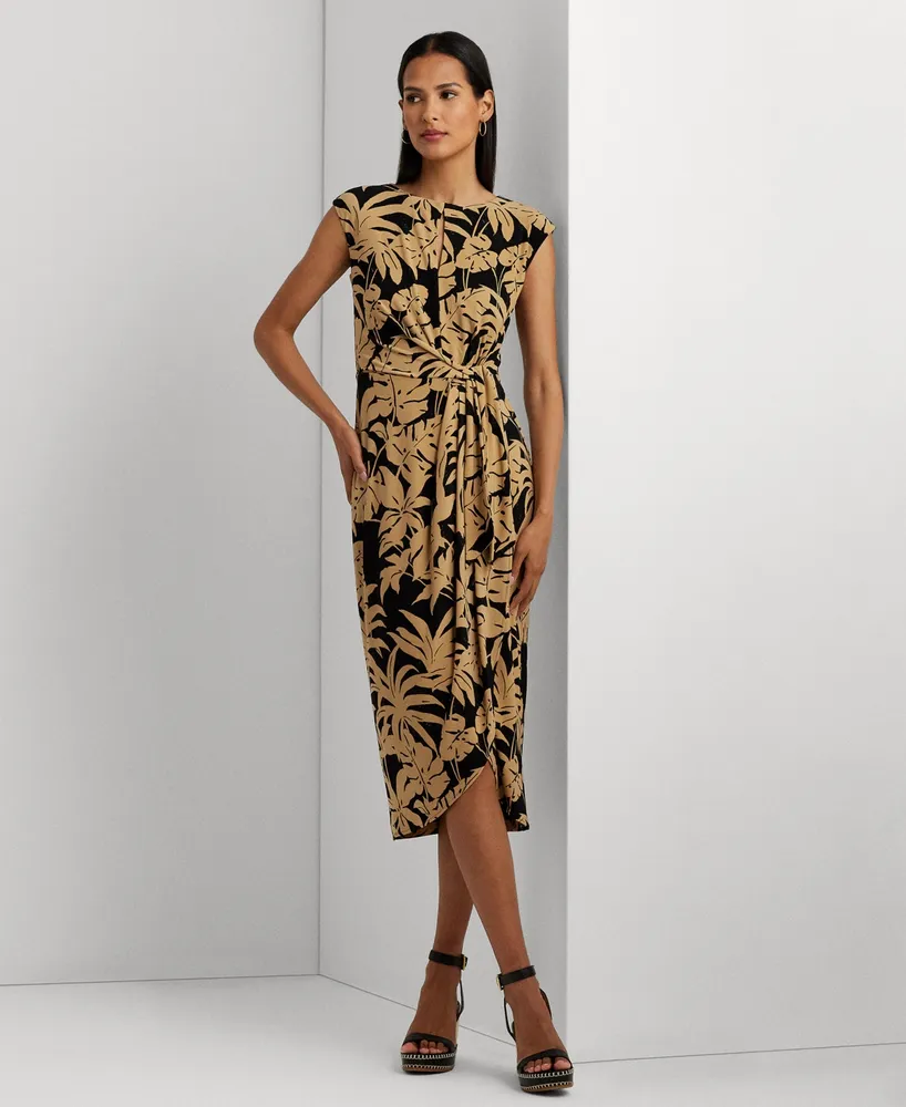 Lauren Ralph Lauren Women's Palm Frond-Print Jersey Tie-Front Dress