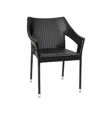 Embry All-Weather Indoor/Outdoor Stacking Patio Dining Chairs With Steel Frame And Weather Resistant Pe Rattan