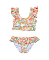 Toddler, Child Girls Hawaiian Luau Sustainable Frilled Crop Bikini