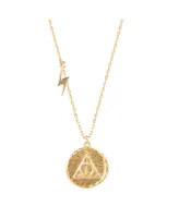 Harry Potter Wizarding World Deathly Hallows Gold Plated Potter Medallion Pendant, 16 + 2"