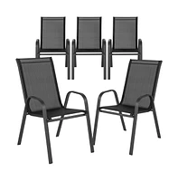 5 Pack. Outdoor Stack Chair With Flex Comfort Material And Metal Frame