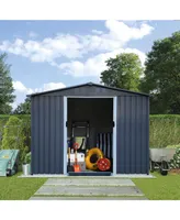 Simplie Fun Outdoor Storage Shed 8 X 6 Ft Large Metal Tool Sheds, Heavy Duty Storage House Sliding Doors