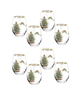 Spode Christmas Tree Stemless Wine Glasses, Set of 8