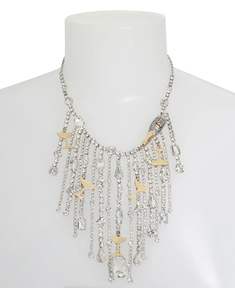 Betsey Johnson Faux Stone Going All Out Fringe Bib Necklace