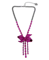 Betsey Johnson Faux Stone Pave Bow Y Necklace