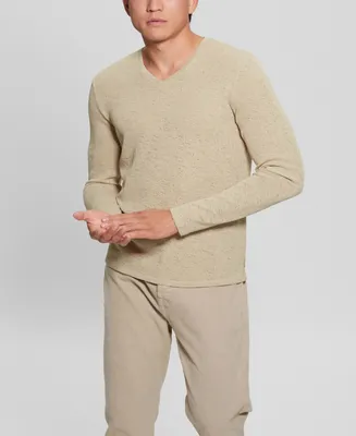 Guess Men's Long-Sleeve Gauze V-neck Fitted T-shirt