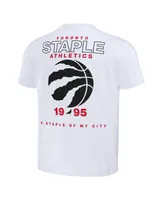 Men's Nba x Staple White Distressed Toronto Raptors Home Team T-shirt