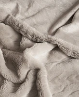 Lucky Brand Embossed Cable Faux Fur Throw, 50" x 70"