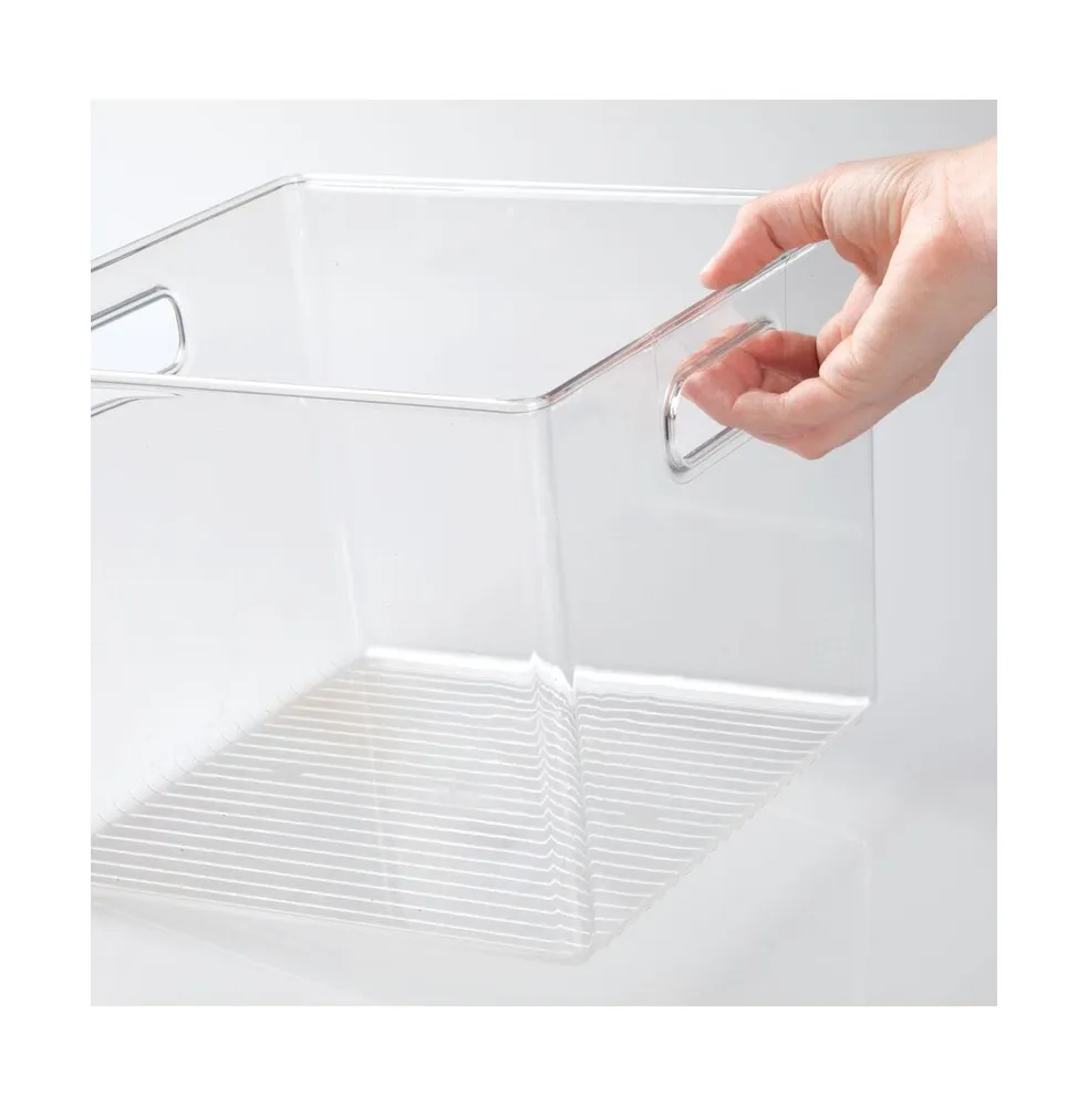 mDesign Plastic Kitchen Food Storage Bin with Lid, Medium - 4 Pack - Clear
