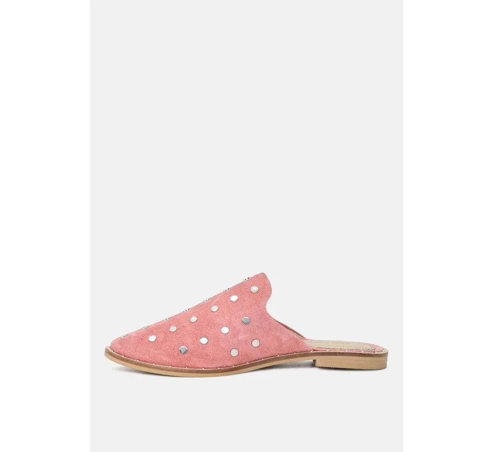 Rag & Co Jodie Dusty Pink Studded Leather Mules