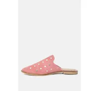 Rag & Co Jodie Dusty Pink Studded Leather Mules