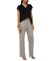 French Connection Women's Plisse Pull-On Glitter Pants