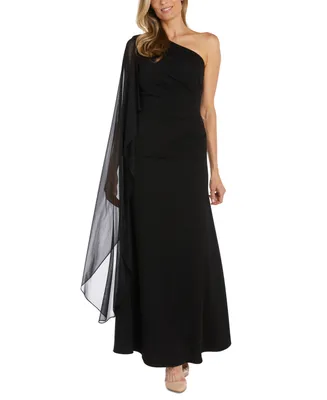 Nightway Women's One-Shoulder Cape Gown
