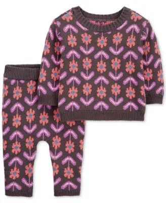 Carters Baby Girls Floral Crewneck Sweater Sweater Knit Pants