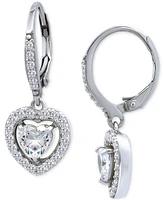 Giani Bernini Cubic Zirconia Leverback Heart Drop Earrings in Sterling Silver, Created for Macy's