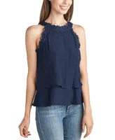 Bcx Juniors' Crochet-Trim Layered-Hem Top