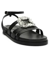 Arezzo Women's Sadie Rhinestone Flat Sandals - Black