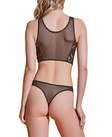 Hauty Women's Pleather Hook and Eye Bustier Panty 2 Pc Lingerie Set