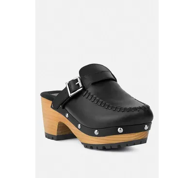 Choctav Womens Handcrafted Leather Clogs