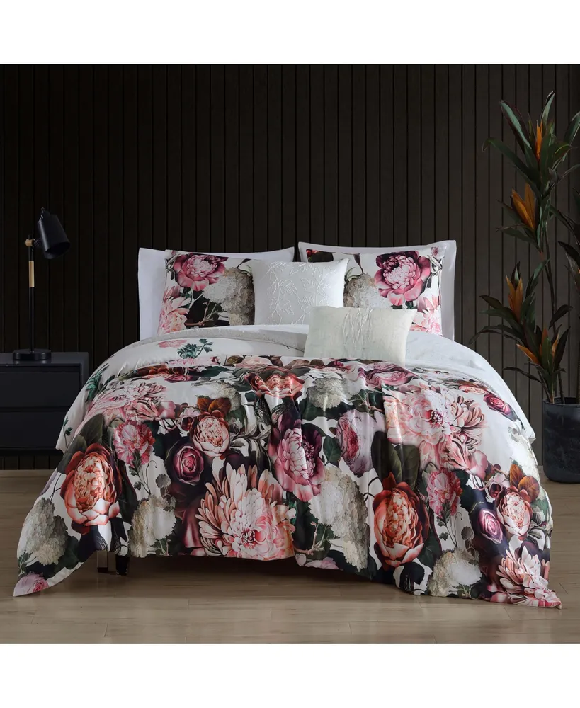 Bebejan Garden Bouquet Bedding 100% Cotton 5-Piece King Size Reversible  Comforter Set