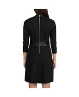 Ellen Tracy Women's Ponte Faux Leather Mix Media Dress