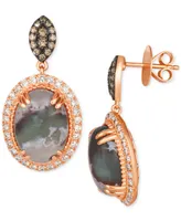 Le Vian Peacock Aquaprase (7-7/8 ct. t.w.) & Diamond (3/4 ct. t.w.) Halo Drop Earrings in 14k Rose Gold