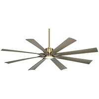 70" Defender Modern Outdoor Ceiling Fan with Dimmable Led Light Remote Control Soft Brass Weathered Oak Blades Damp Rated for Patio Exterior House Por