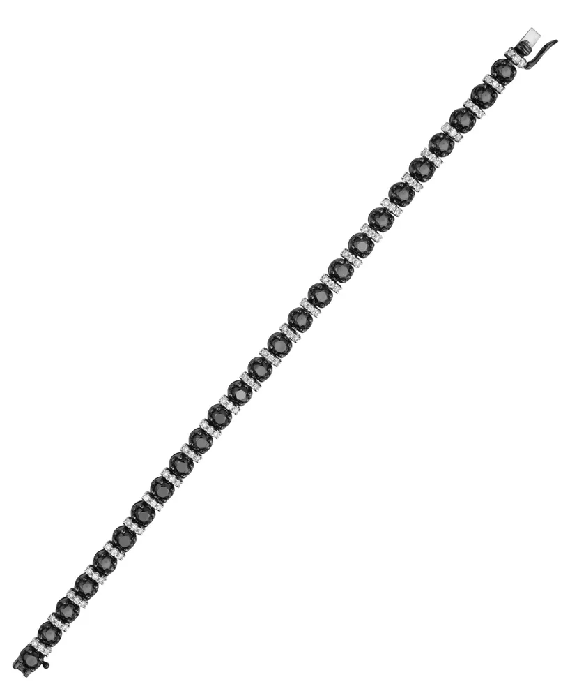Black & White Diamond Tennis Bracelet (10 ct. tw) in Sterling Silver & Black Rhodium-Plate