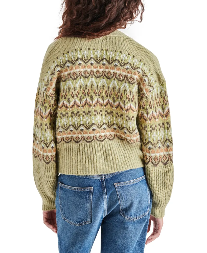 Steve Madden Women's Raegan Fair Isle Ribbed Cardigan