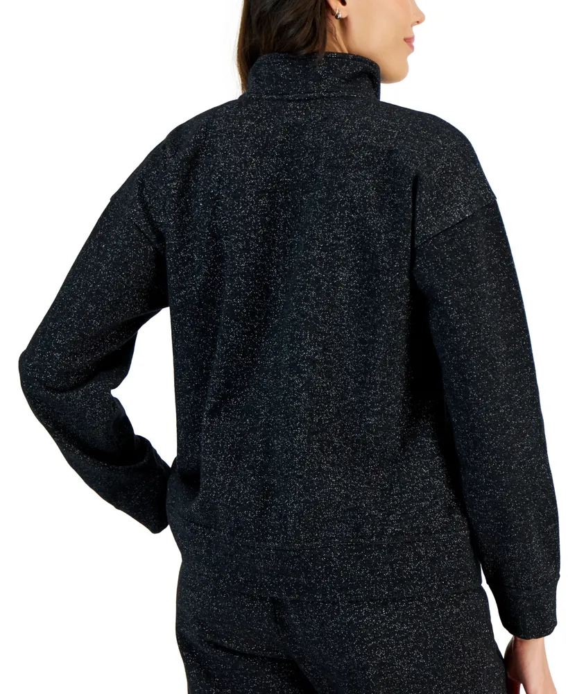 Id Ideology Women's Metallic Fleece Half-Zip Sweatshirt, Created for Macy's