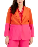 Tahari Asl Plus Colorblocked Boyfriend Blazer