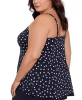 Swim Solutions Plus Polka-Dot High-Low Tankini Top, Created for Macy's