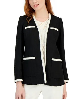 Anne Klein Women's Open-Front Tweed Cardigan Jacket