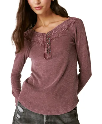 Lucky Brand Women's Lace-Trimmed Henley Top