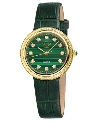GV2 by Gevril Women's Arezzo Green Leather Watch 33mm