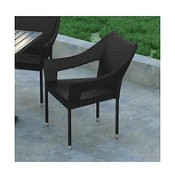 Embry All-Weather Indoor/Outdoor Stacking Patio Dining Chairs With Steel Frame And Weather Resistant Pe Rattan