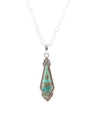 Barse Anemone Genuine Turquoise Diamond Shaped Necklace