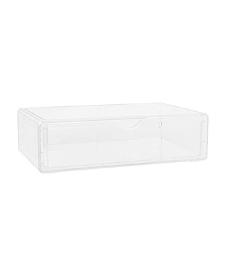 Martha Stewart Brody Plastic Stackable Office Desktop Organizer Box with Drawer, 12.75" x 7.75"