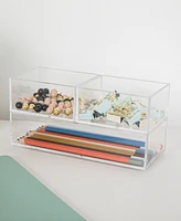 Martha Stewart Brody Set of 3 Stack and Slide Plastic Tray Office Desktop Organizers, 2 Small and 1 Medium