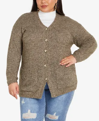 Avenue Plus Amber Boucle Cardigan Sweater